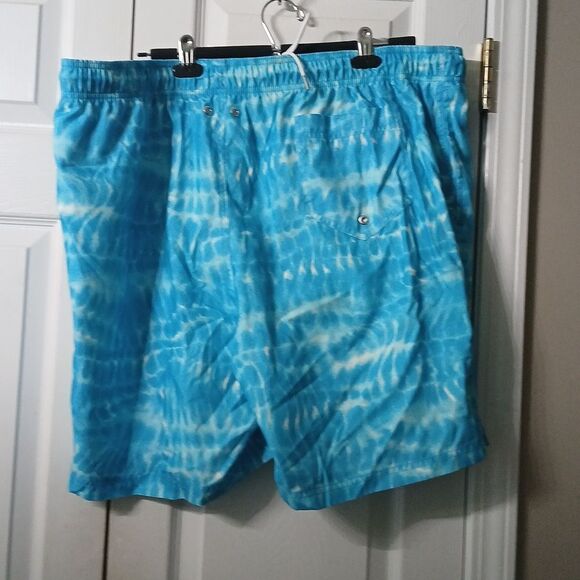 Lands' End blue white elastic drawstring waist swim trunks Sz XXL NWOT - Picture 4 of 5